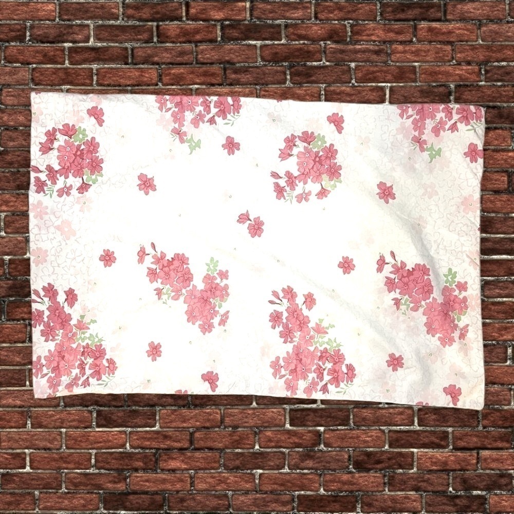 Vintage Cannon Percale Cotton Standard Pillowcase Pink Floral Retro Bedding